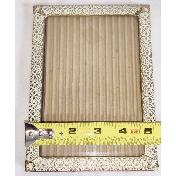 Vintage gold metal photo picture frame 5x7 shabby chic lattice Flower Design - Picture 7 of 11